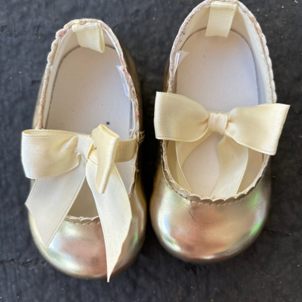 First impressions baby girl gold shoes